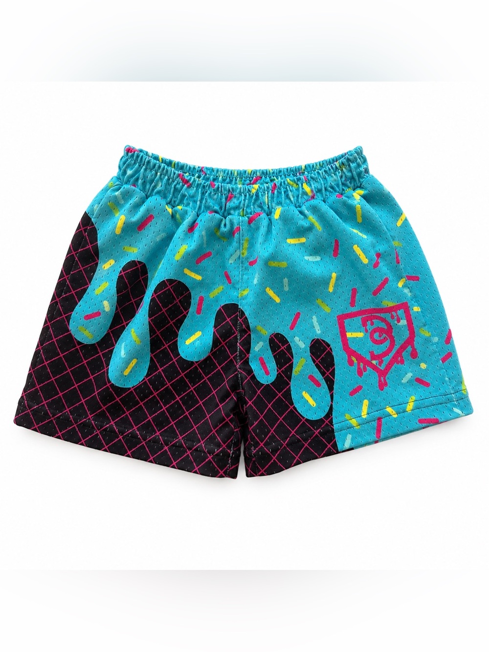 Kids Teal & Black Graphic Athletic Shorts